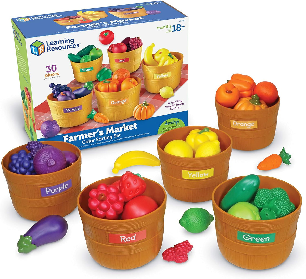 Set Farmer's Market de Learning Resources para clasificar frutas y verduras por color
