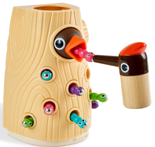 Juego de pájaro carpintero con gusanos magnéticos - Motricidad Fina  (2 a 4 años)
